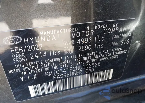 2022 Genesis G70 3.3T Awd из США, поврежденный, VIN KMTG54TE2NU102528